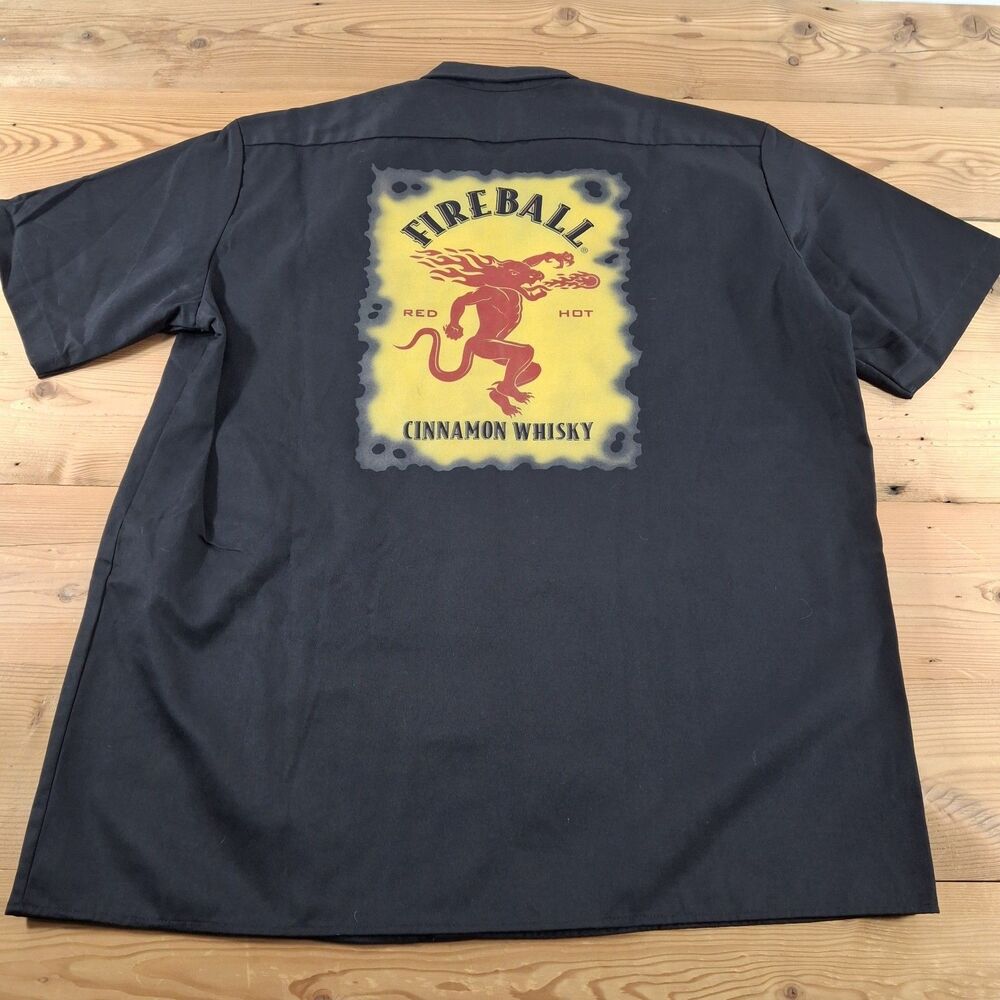 Dickies Fireball Whisky Button Up Shirt Black Mens Xl Short Sleeve - Picture 8 of 8